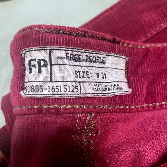 Free People Cords Super Flare Bellbottom Jeans Mulberry Corduroy Pants - Picture 11 of 13